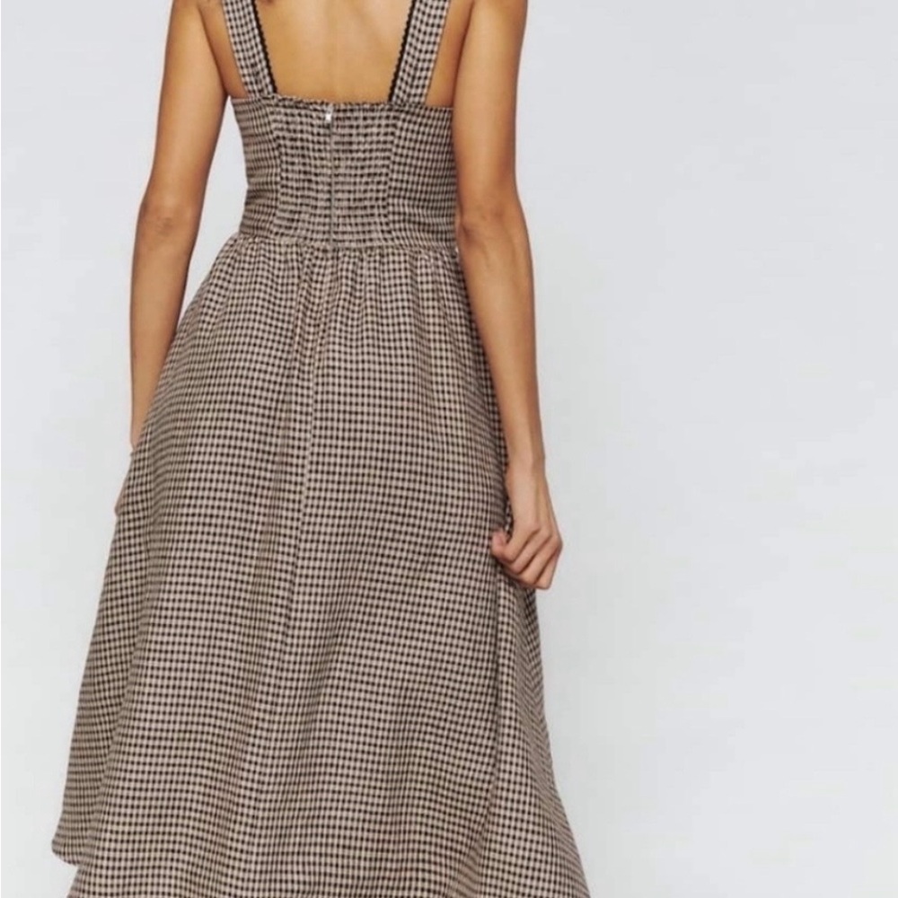 Reformation Black and Brown Checkered Midi Dress - Picture 2 of 9